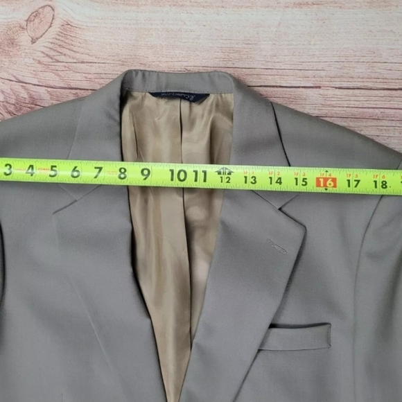 Burberry Men 100% Wool Tweed Tan Herringbone Blazer Jacket Lined - Picture 15 of 16
